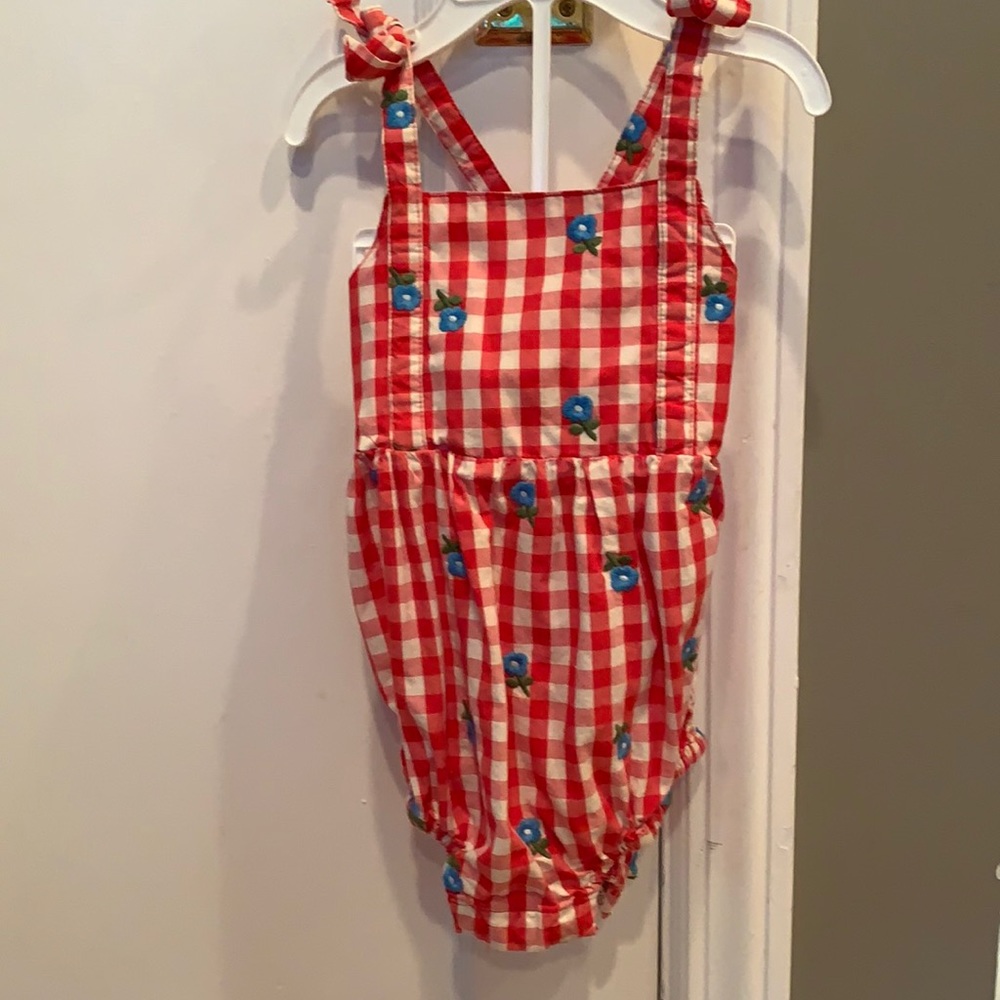Hanna Andersson Gingham Embroidered Romper